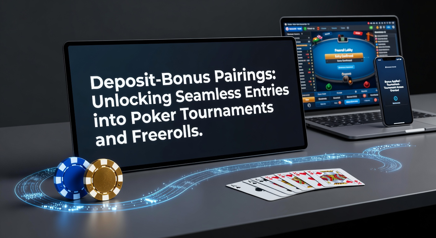 Poker player reviewing deposit bonus options on a laptop screen during a tournament registration window, highlighting seamless entry strategies