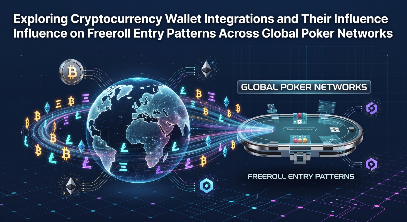 Cryptocurrency wallet interface connected to a poker platform showing transaction flow and freeroll entry options