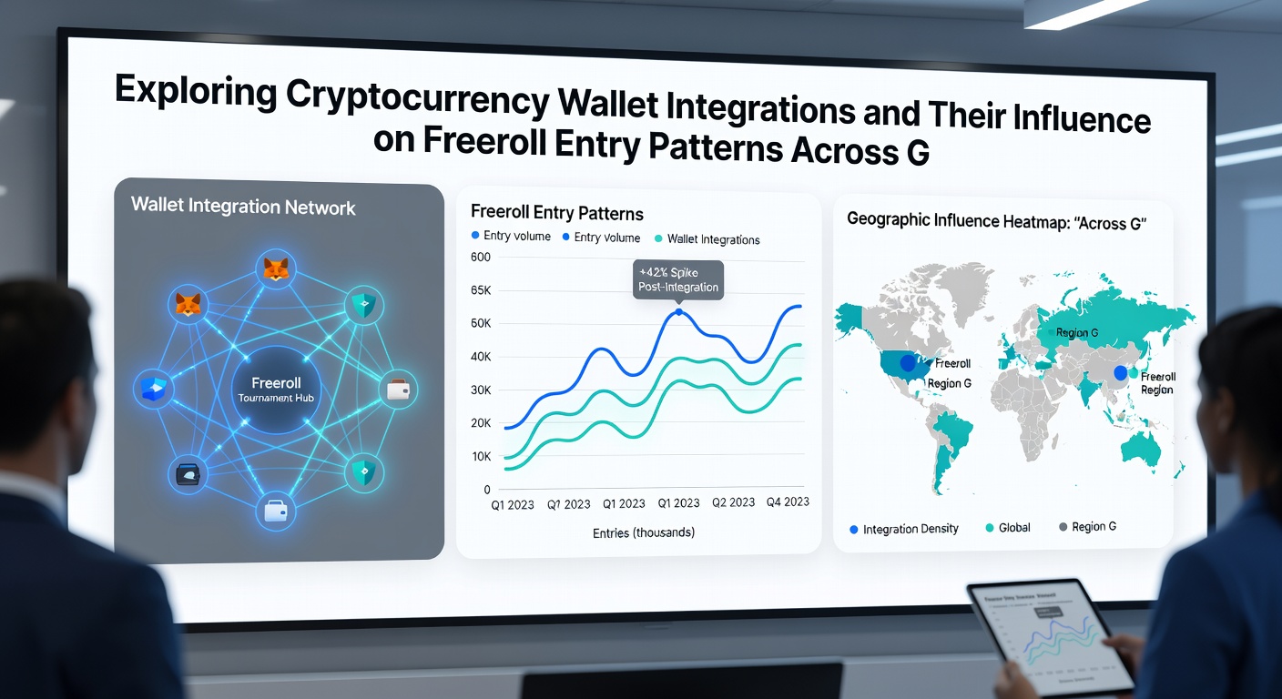Global map overlay showing poker network nodes with cryptocurrency transaction lines highlighting freeroll participation hotspots