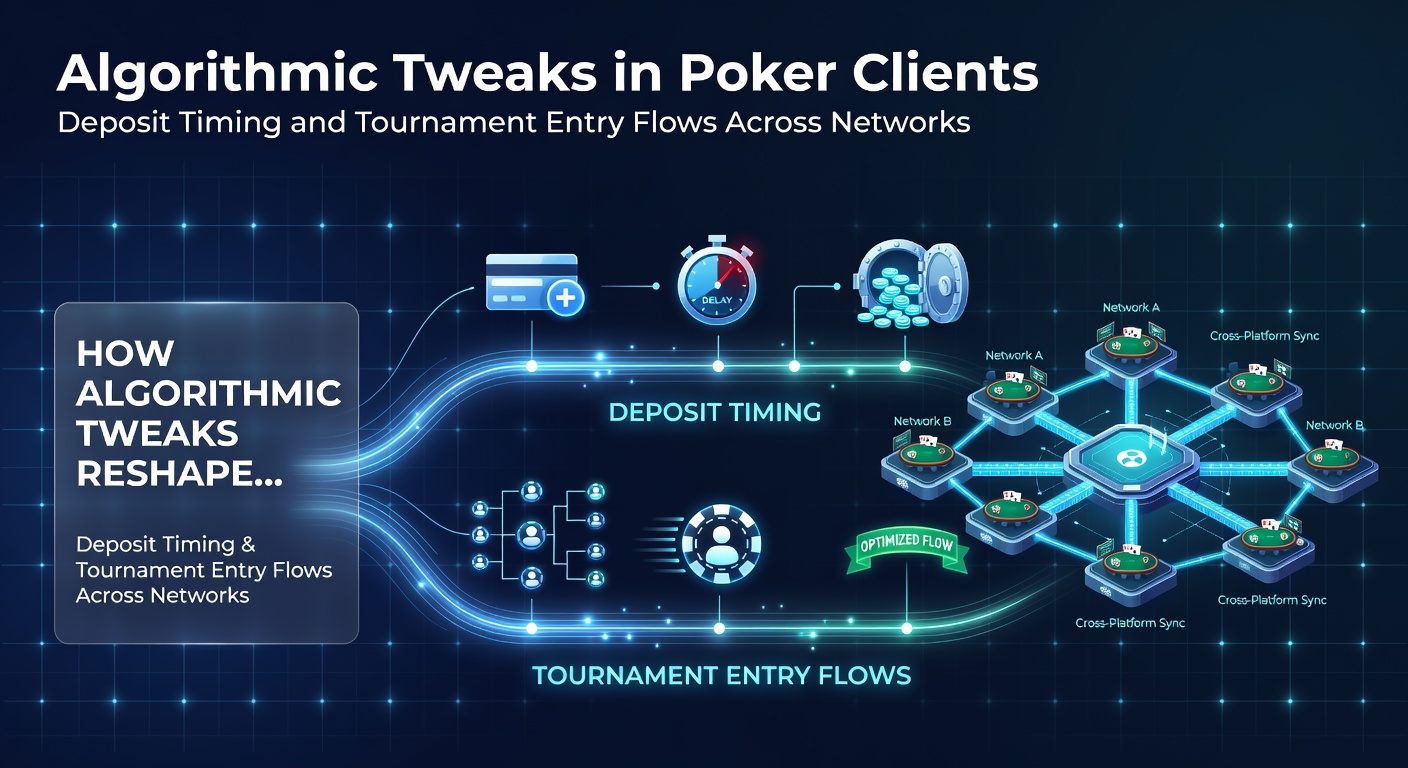 Poker client interface showing algorithmic deposit prompts and tournament lobby updates across multiple networks