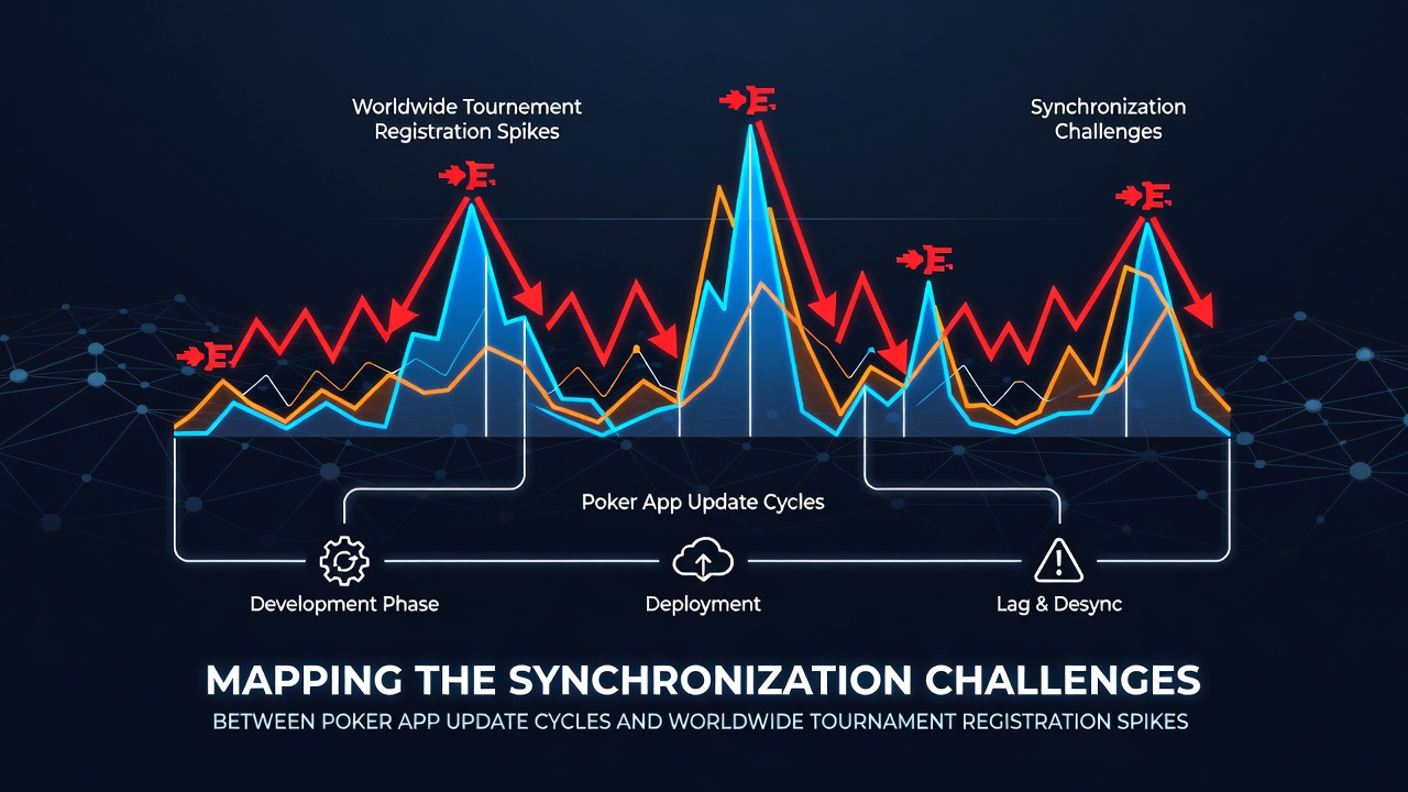 Poker app interface showing update notification during peak tournament hours