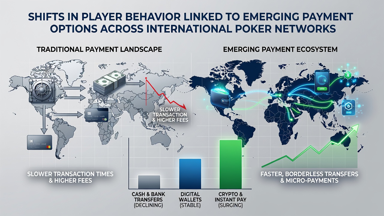 Global poker tournament interface displaying diverse payment options and entry statistics on an international network
