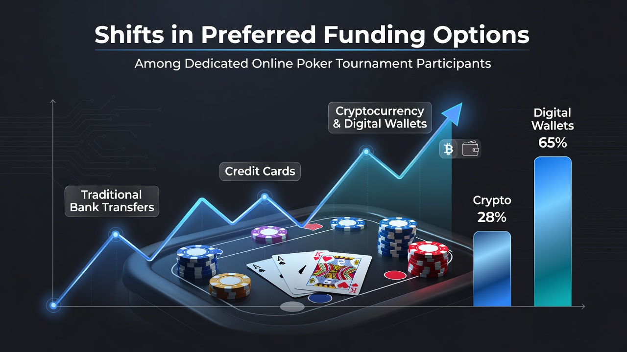 Dedicated online poker players reviewing deposit options on tournament platforms during a busy session