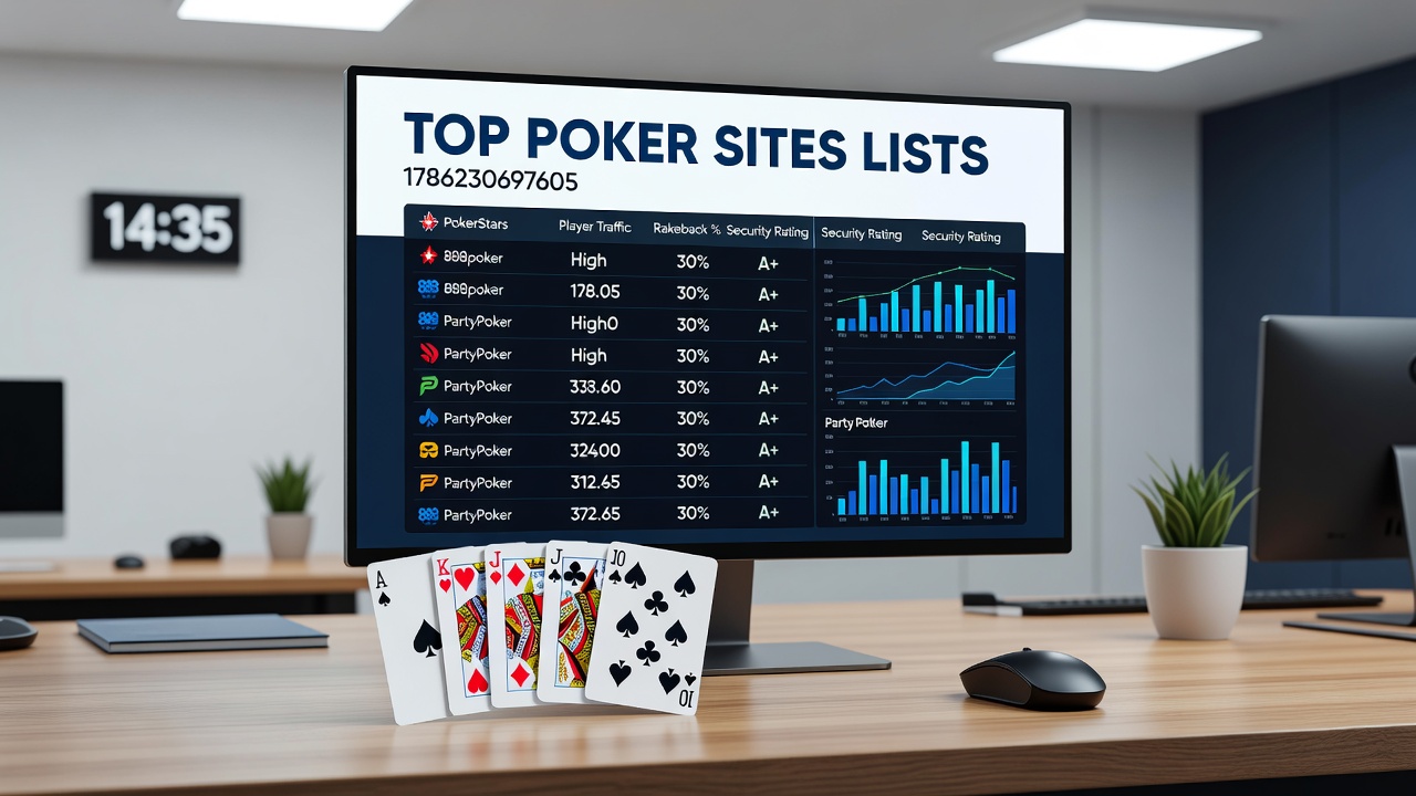 Infographic illustrating player traffic distribution across top-rated poker networks